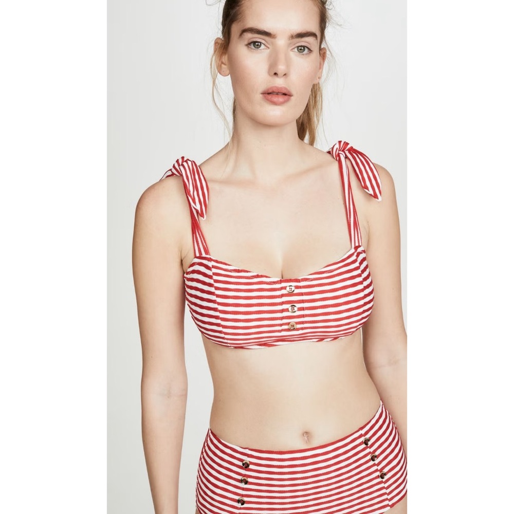 Shoshanna Retro Button Bikini Top and Bottoms